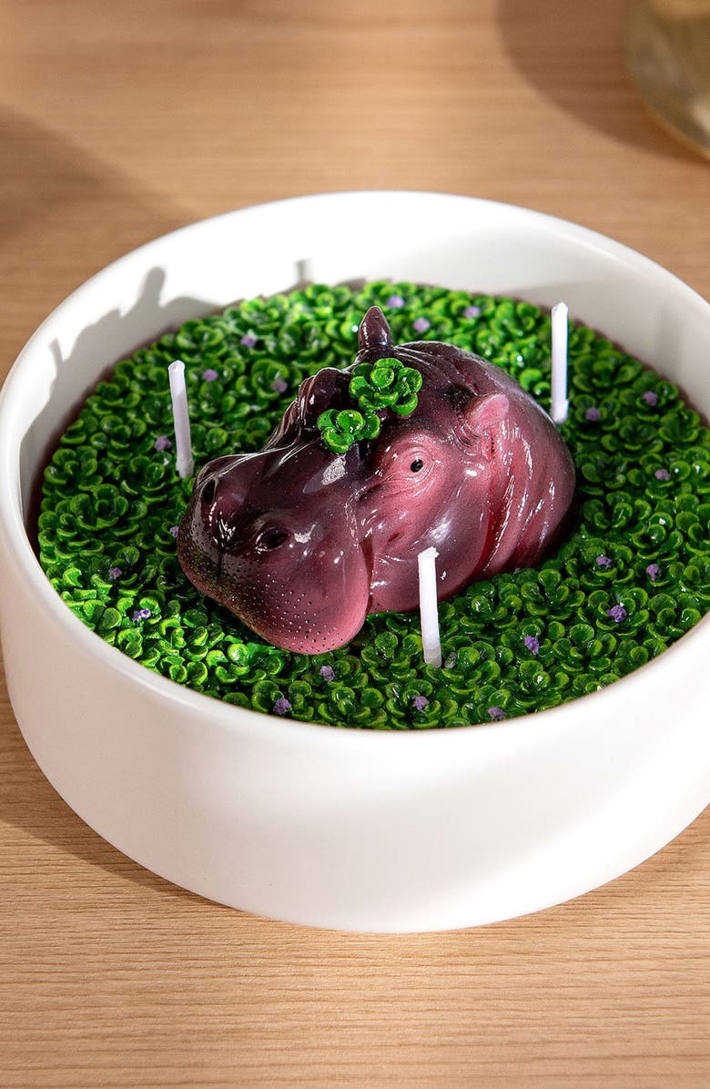 Southlake gifts Hippo Candle Bowl, Alternate, color, Brown / Purple / Green