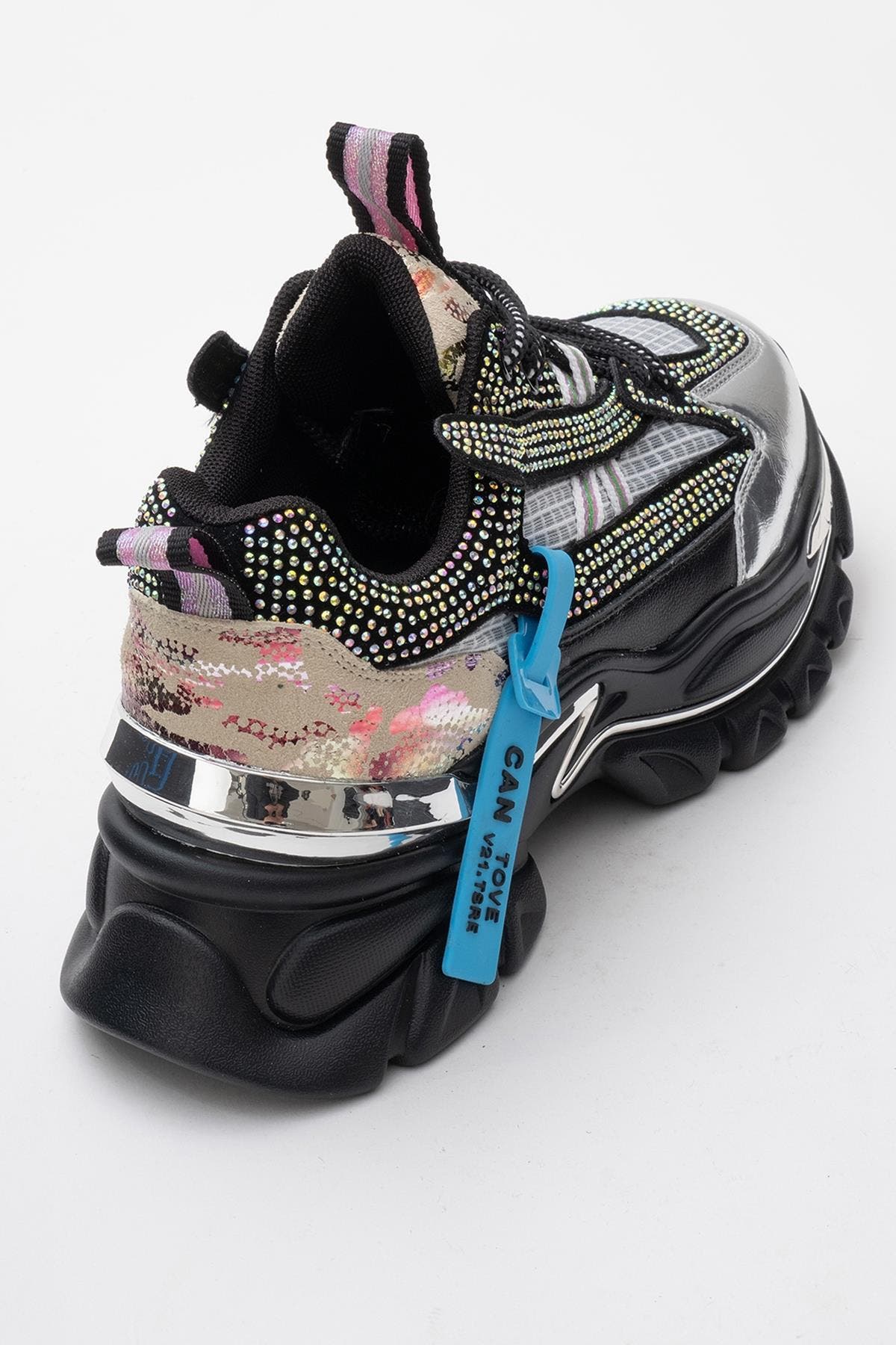 Prologue Shoes Noi Embellished Sneakers, Alternate, color, Black Faux Leather