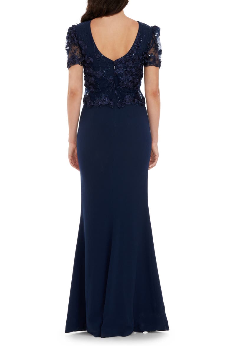 Ramona Embellished Side Slit Gown, Alternate, color, NAVY