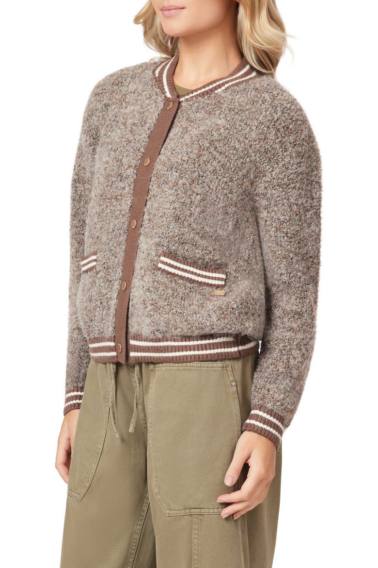 Bouclé Bomber Jacket, Alternate, color, MEDIUM BROWN