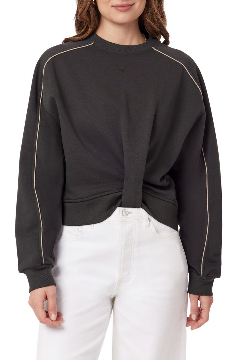 Scotch & Soda Piped Crewneck Sweatshirt, Main, color, Black Sand