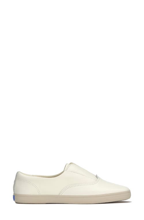 Keds Women's Champion Square Toe Tone Off Foxing Slip On Leather Sneakers In Egret