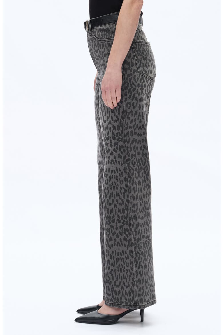 Leopard Print High Waist Wide Leg Jeans, Alternate, color, BLACK LEOPARD PRINT