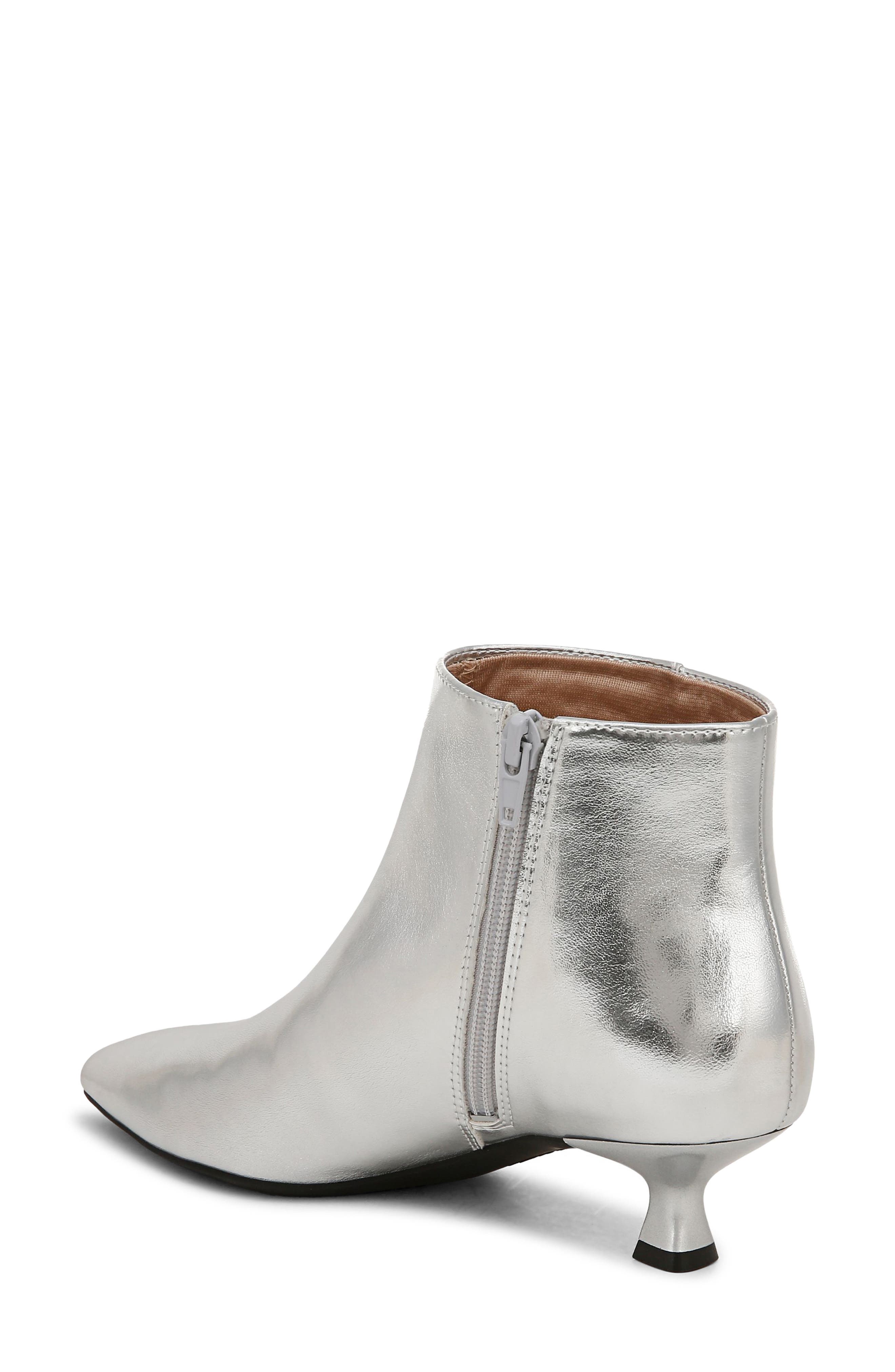 LifeStride Maya Pointed Toe Kitten Heel Bootie, Alternate, color, Silver