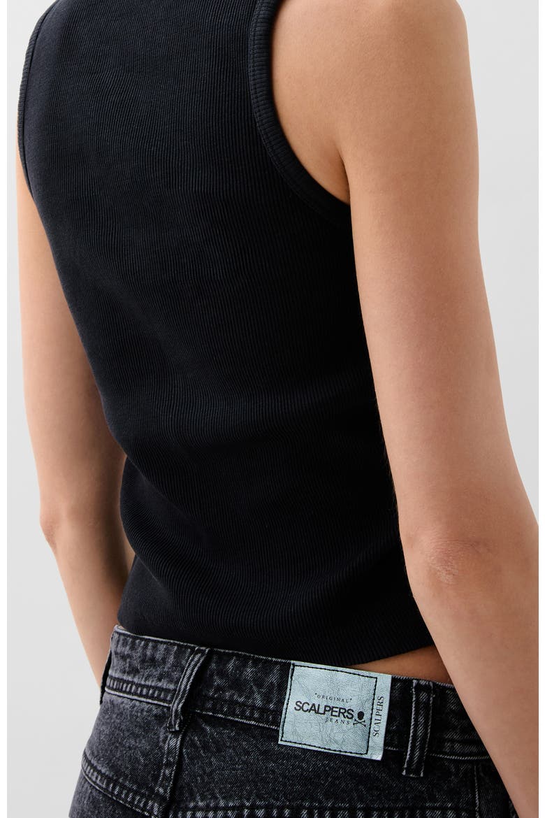 Rib Gather Side Tee, Alternate, color, Black