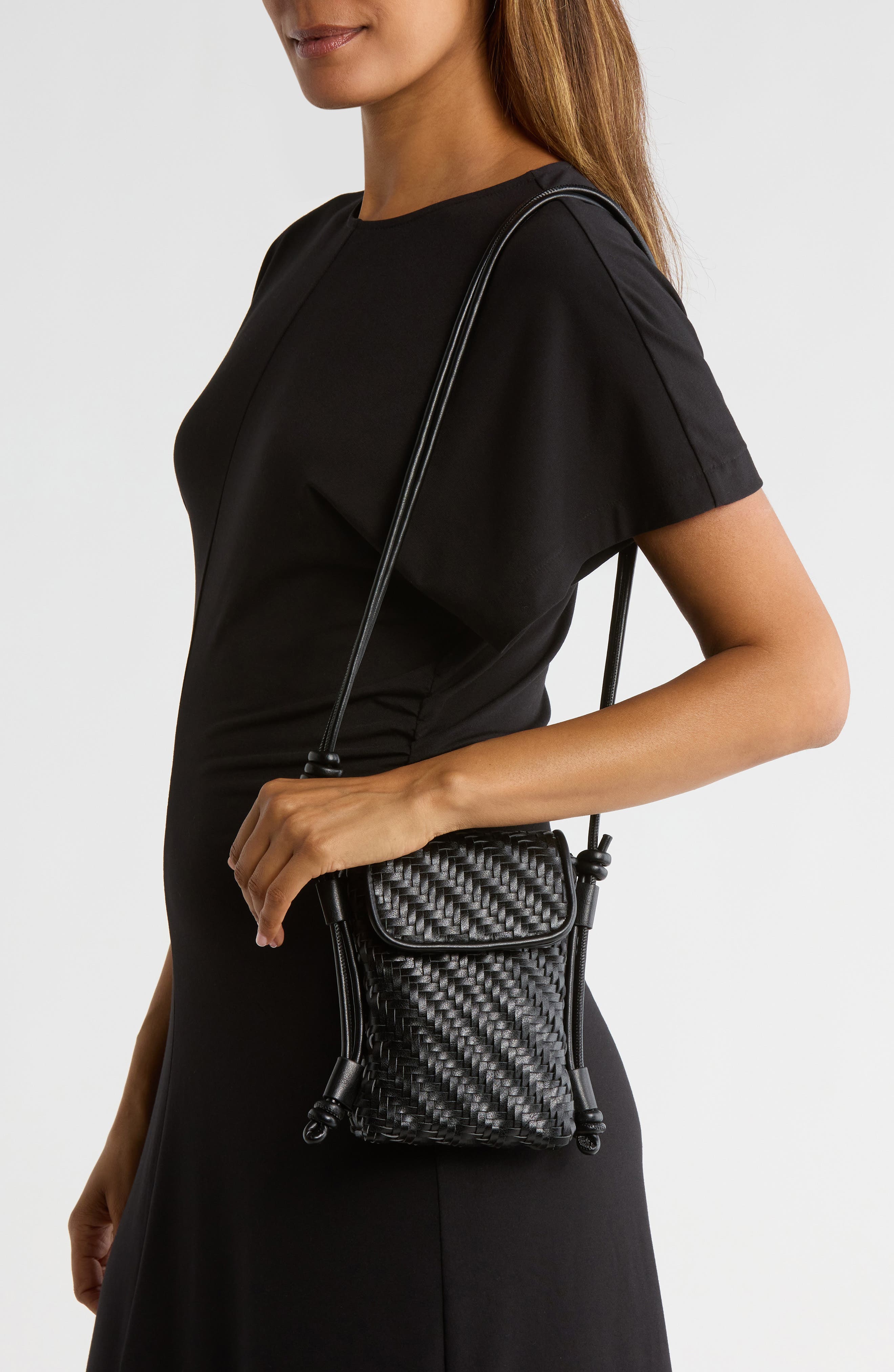 Dolce Vita Woven Crossbody Bag, Alternate, color, Black