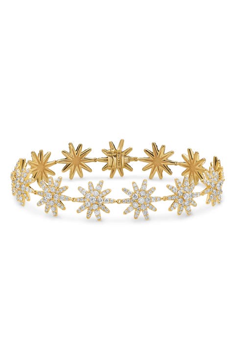 Starburst Pavé Diamond Tennis Bracelet