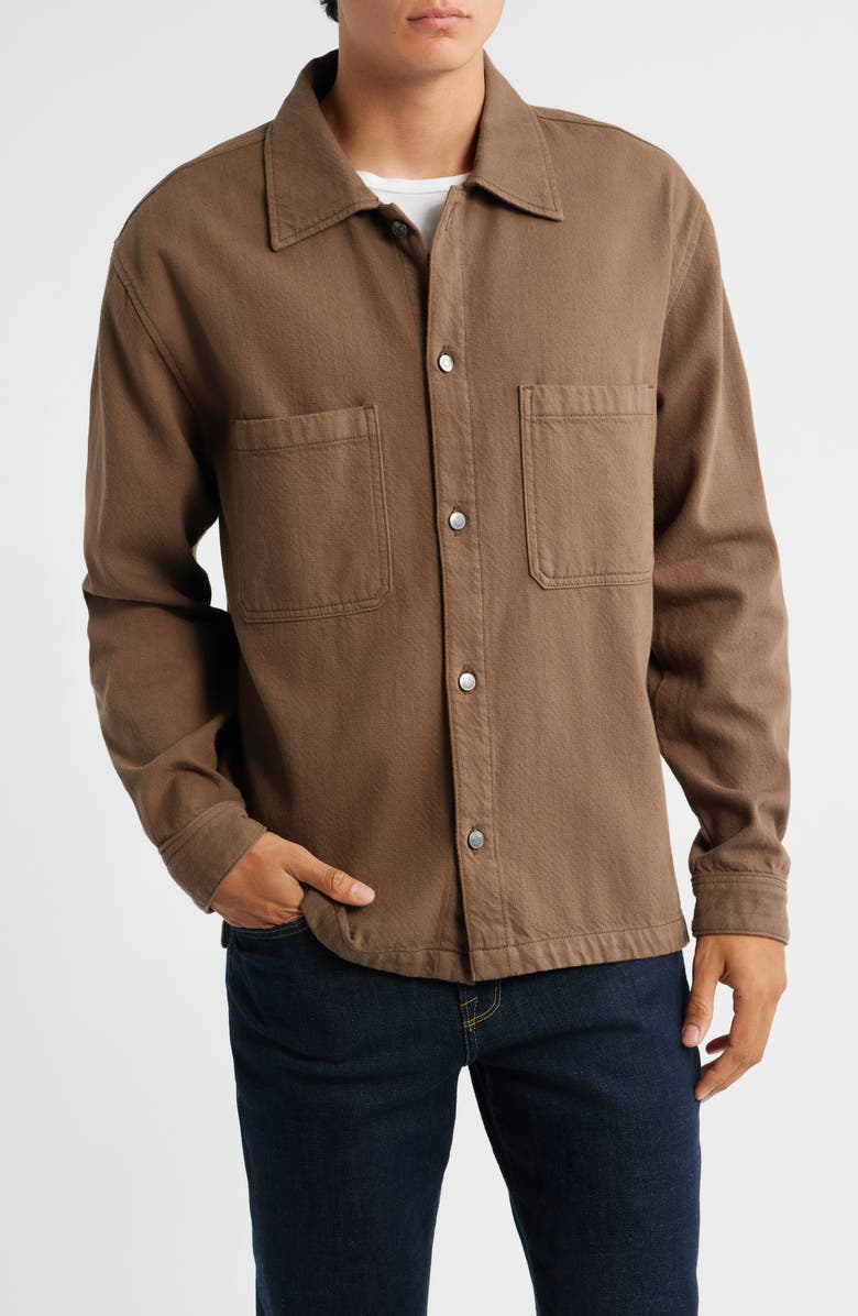 FRAME Textured Terry Double Pocket Overshirt, Alternate, color, Soft Mocha