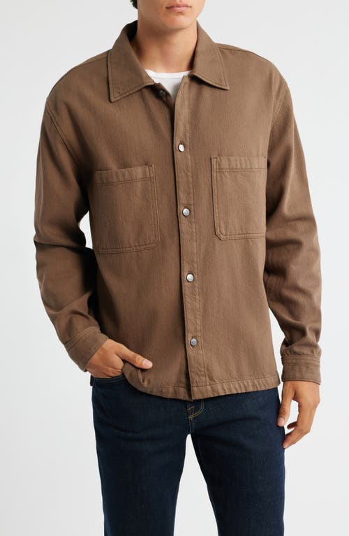 Frame Textured Terry Double Pocket Overshirt In Gold