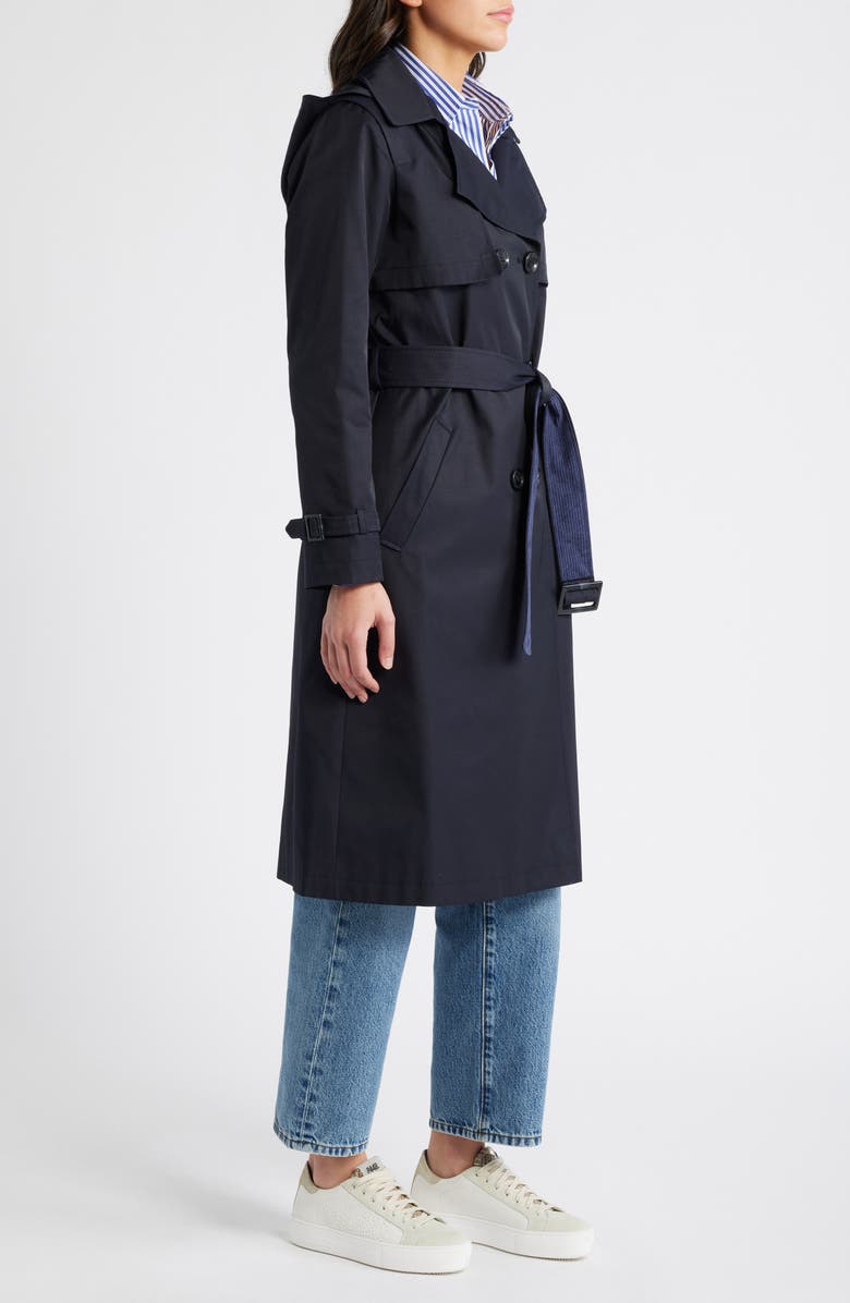 Sam Edelman Double Breasted Belted Trench Coat, Alternate, color, Navy