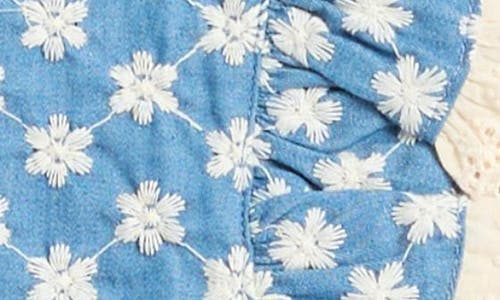 PIPPA & JULIE PIPPA & JULIE EMBROIDERED CHAMBRAY RUFFLE TOP & SKIRT SET
