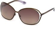 TOM FORD Carla 66mm Oversized Round Metal Sunglasses