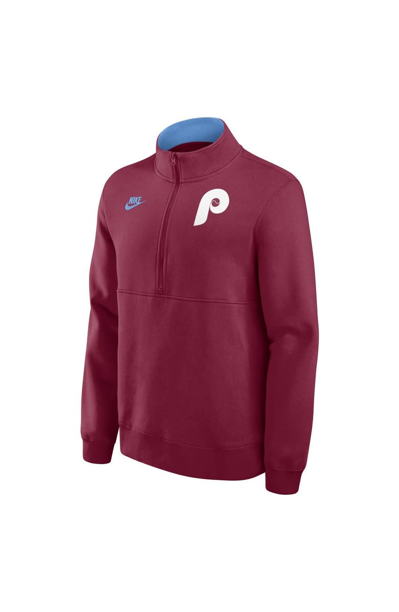 Nike Men's Nike Burgundy Philadelphia Phillies Cooperstown Collection Fleece Half-Zip Pullover, Alternate, color, 