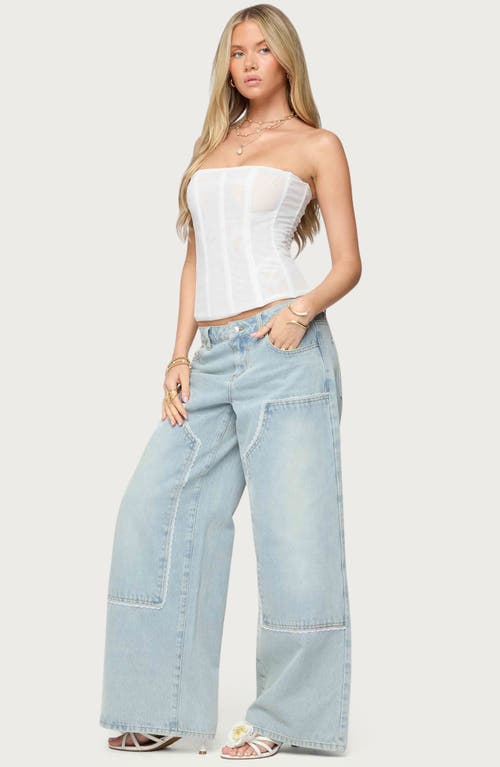 Edikted Reed Sheer Mesh Strapless Top In White