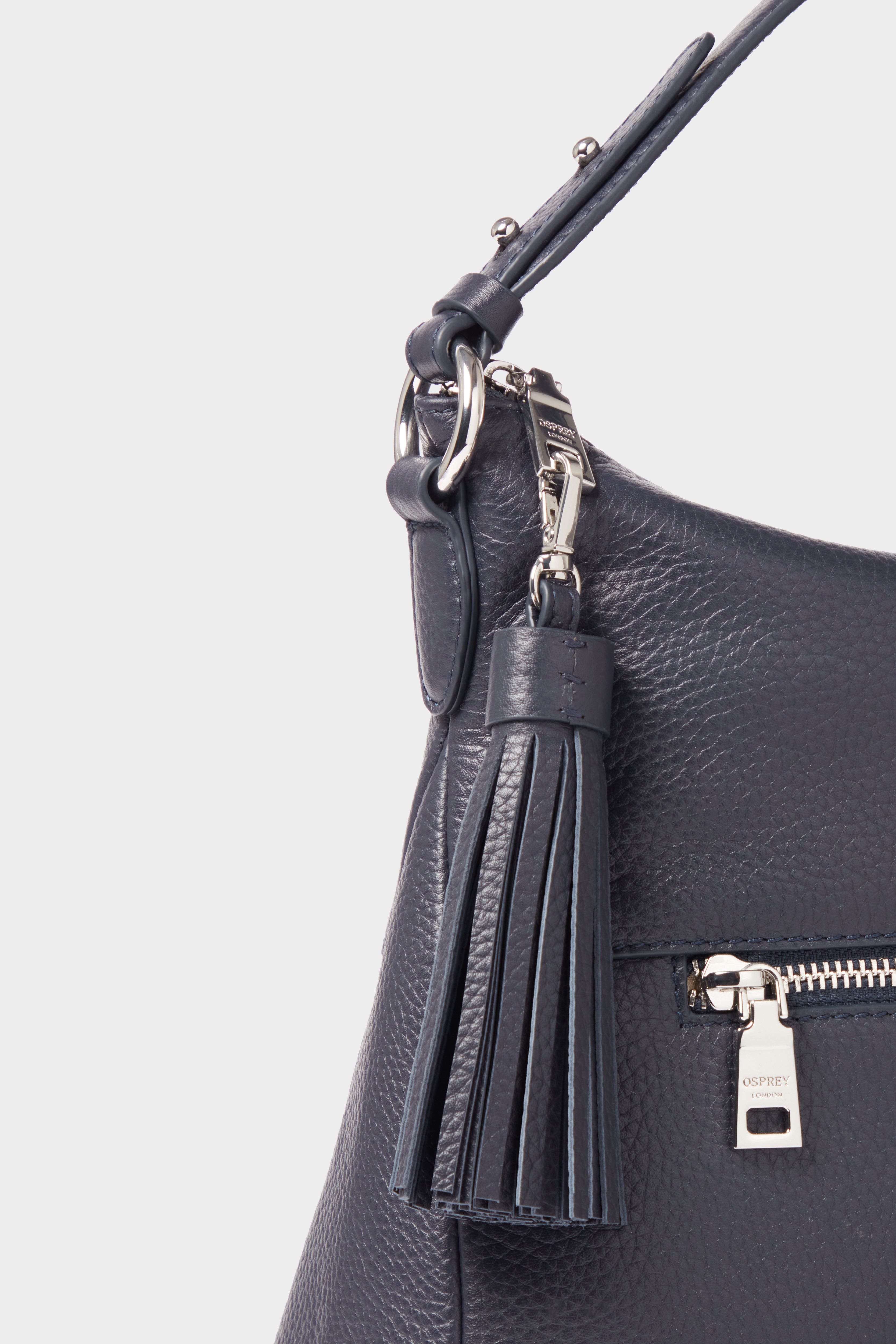 The Stella Leather Hobo Bag, Alternate, color, Navy