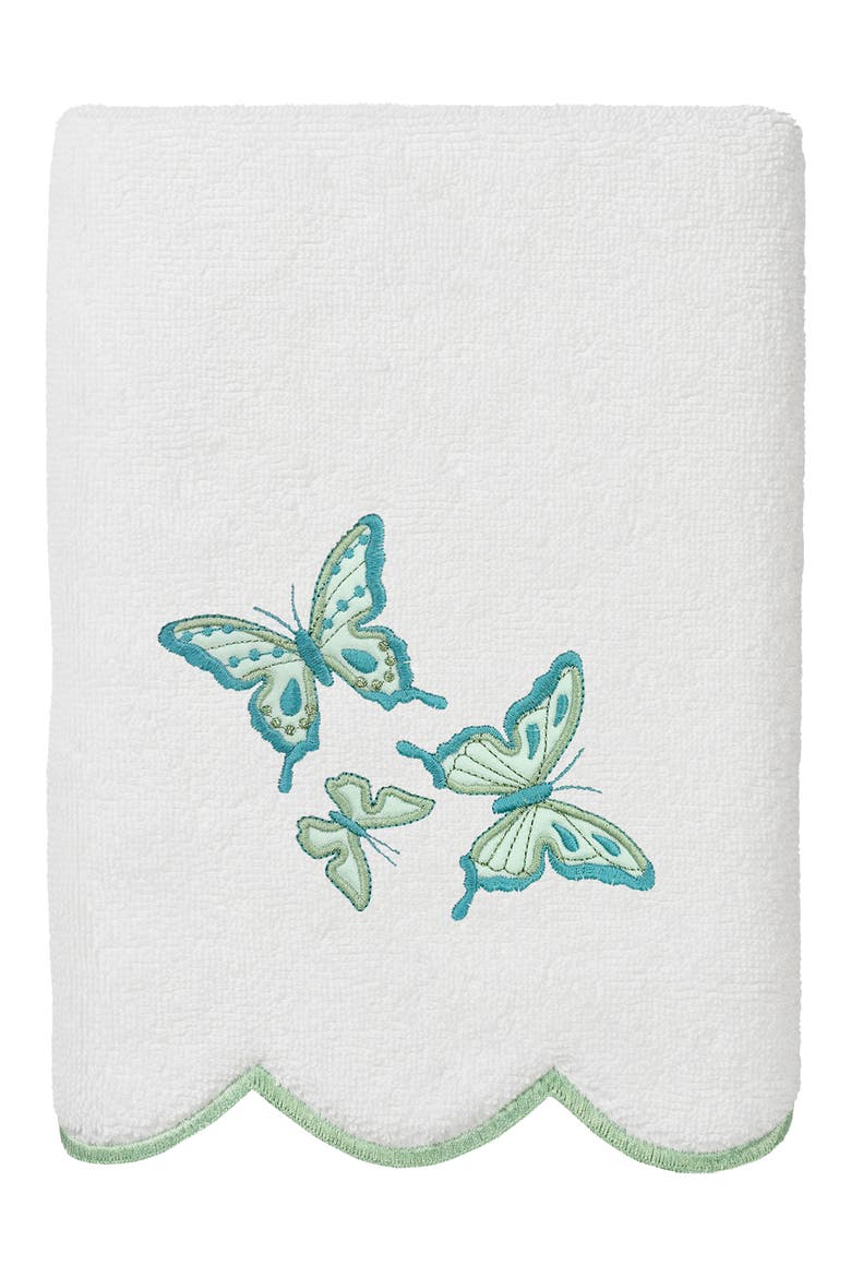 3-Piece Brittney Embroidered Turkish Cotton Towel Set, Alternate, color, WHITE/ GREEN