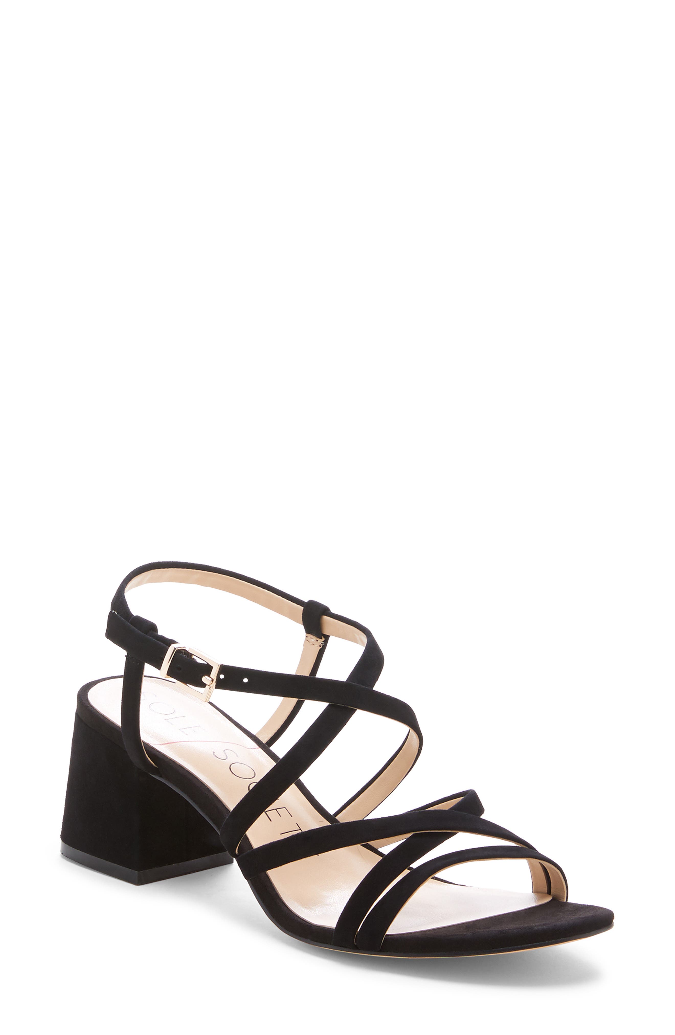 Seranah Strappy Sandal, Main, color, BLACK SUEDE