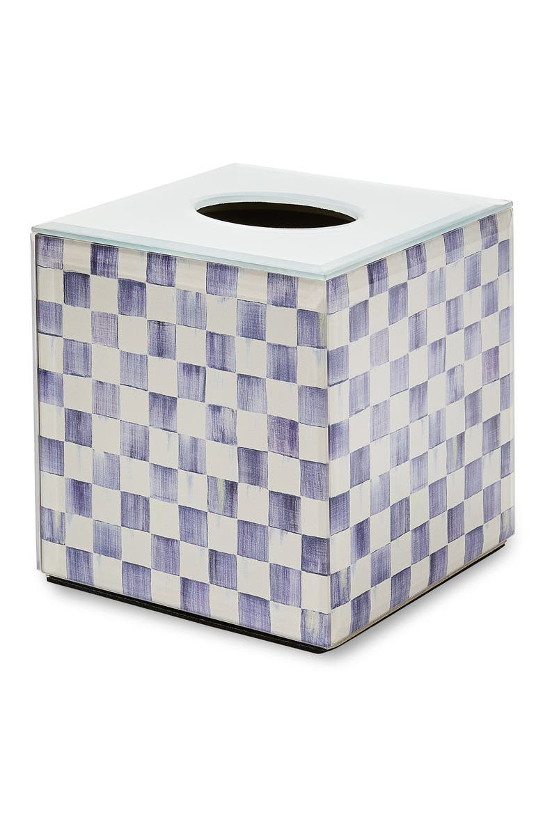 Violet Check Boutique Tissue Box Cover, Main, color, VIOLET