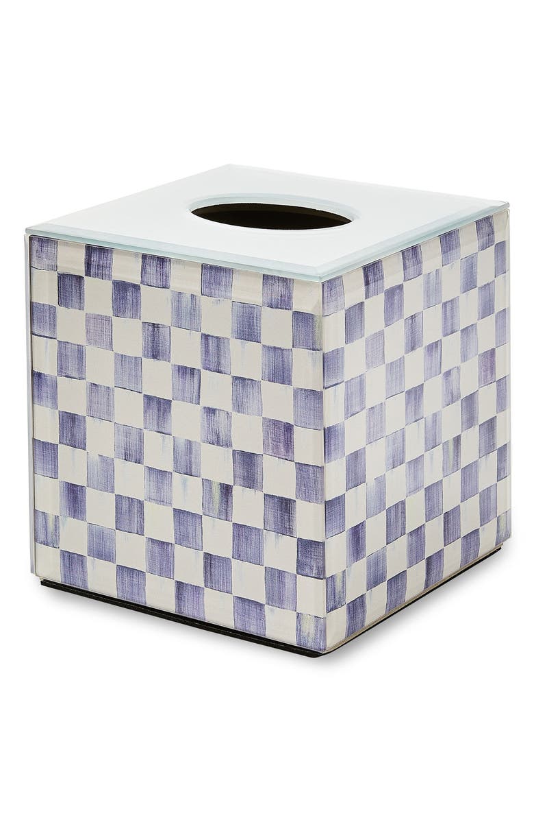 MACKENZIE CHILDS Violet Check Boutique Tissue Box Cover, Main, color, Violet