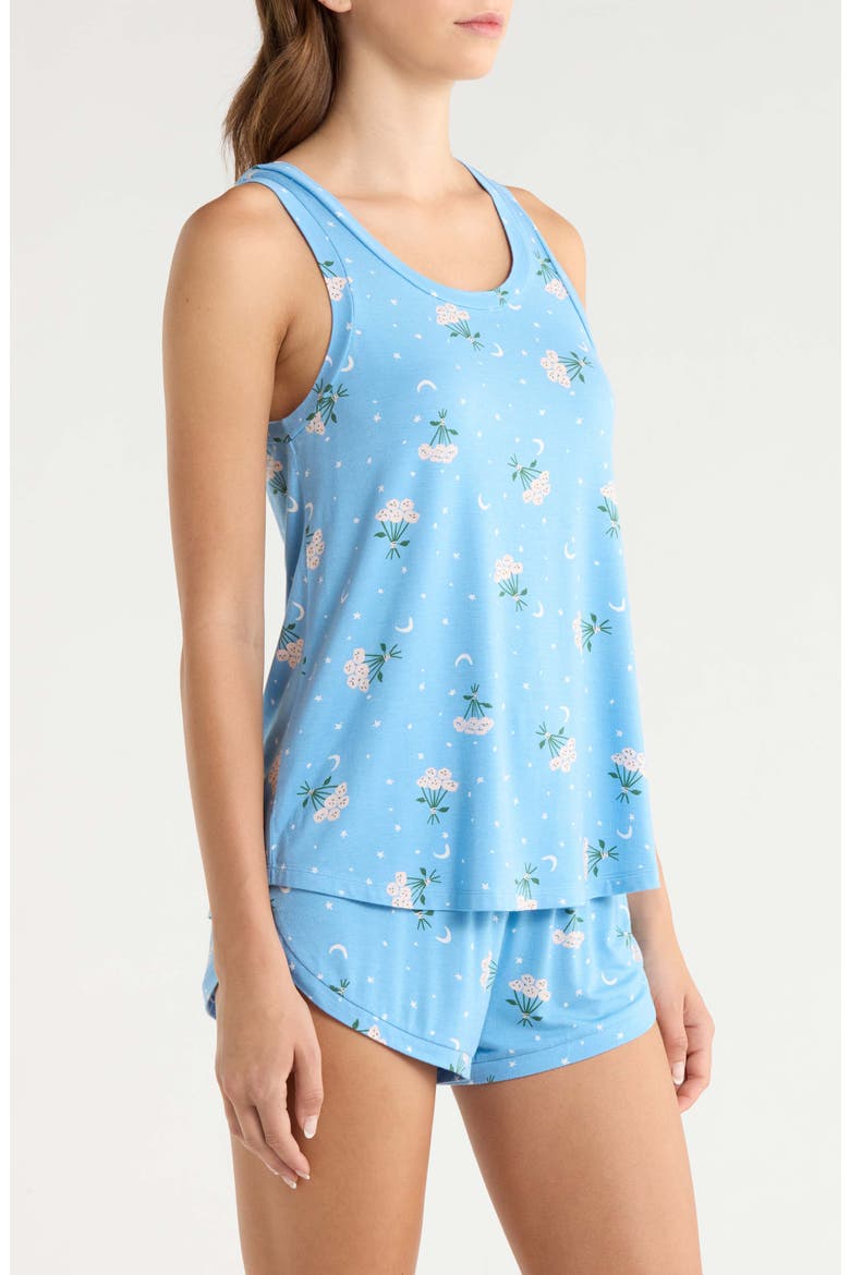 Good Times Short Pajamas, Alternate, color, BLUE FLORAL MOONS