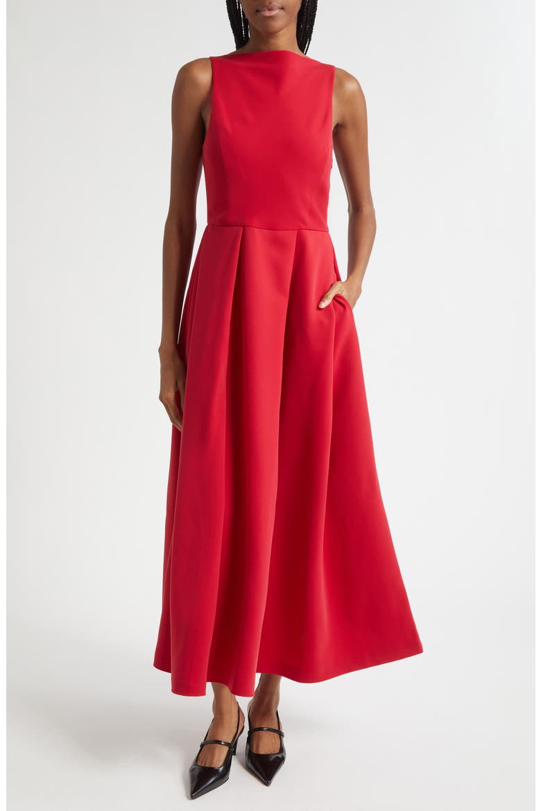 Techno Cady Sleeveless Maxi Dress, Main, color, SOLID MEDIUM RED