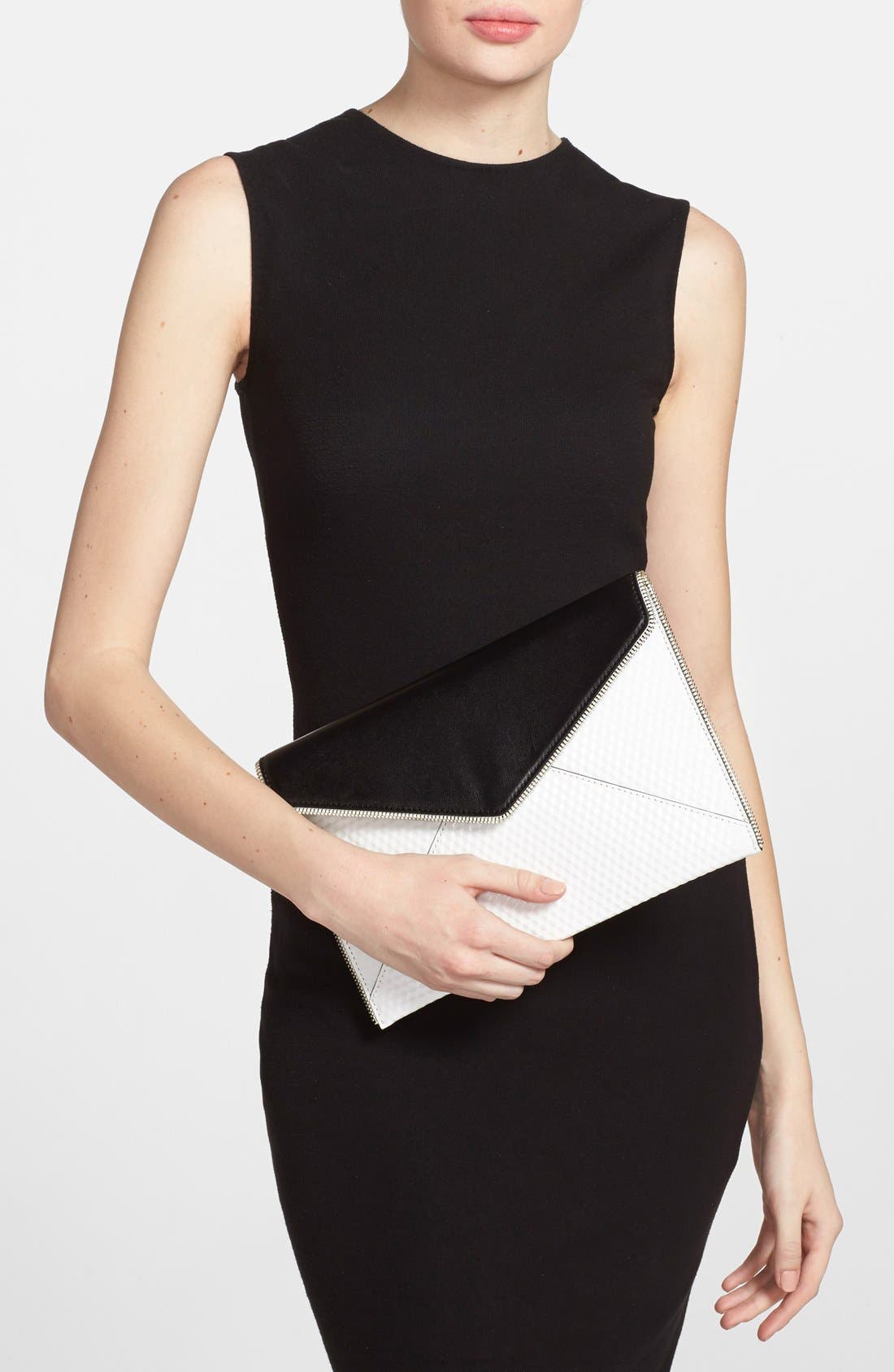 'Leo' Clutch, Alternate, color, BLACK/ WHITE