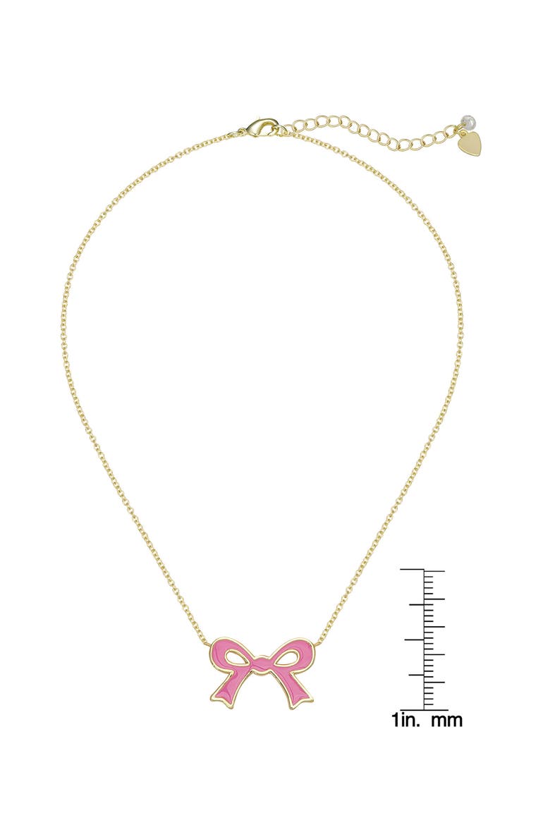 Kids' Flat Bow Pendant Necklace, Alternate, color, PINK