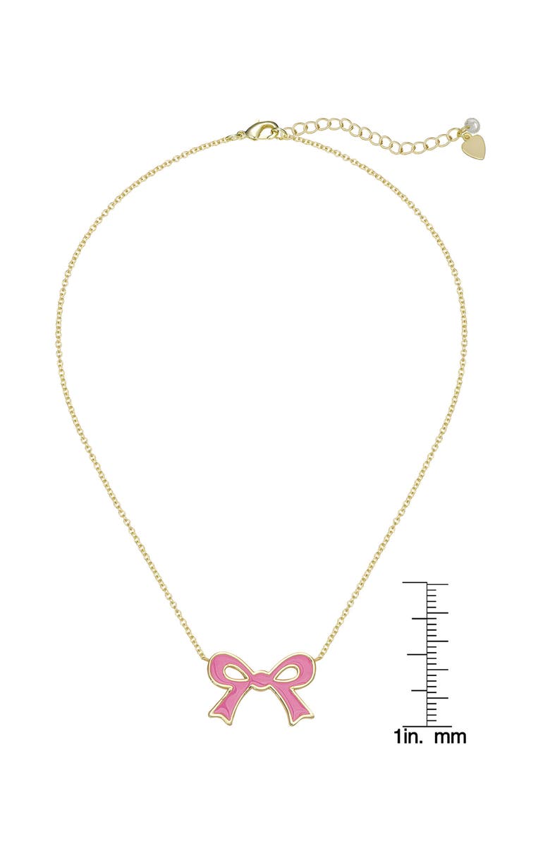 Lily Nily Kids' Flat Bow Pendant Necklace, Alternate, color, Pink
