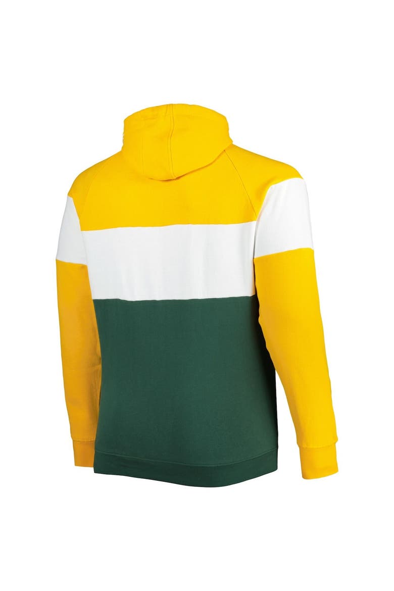 Men's New Era Green Green Bay Packers Big & Tall Throwback Colorblock Raglan Pullover Hoodie, Alternate, color, Green