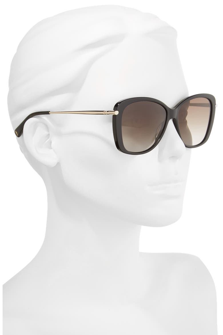 56mm Gradient Lens Butterfly Sunglasses, Alternate, color, BLACK