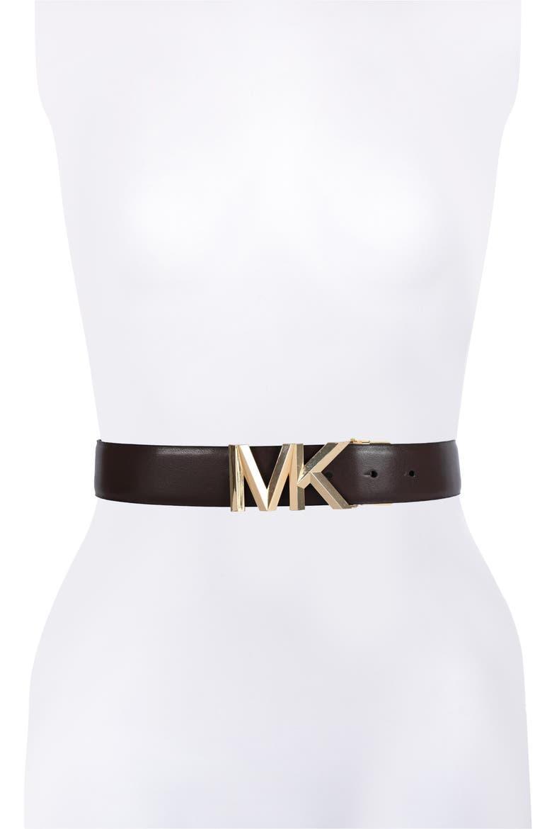 Monogram Reversible Leather Belt, Alternate, color, BROWN