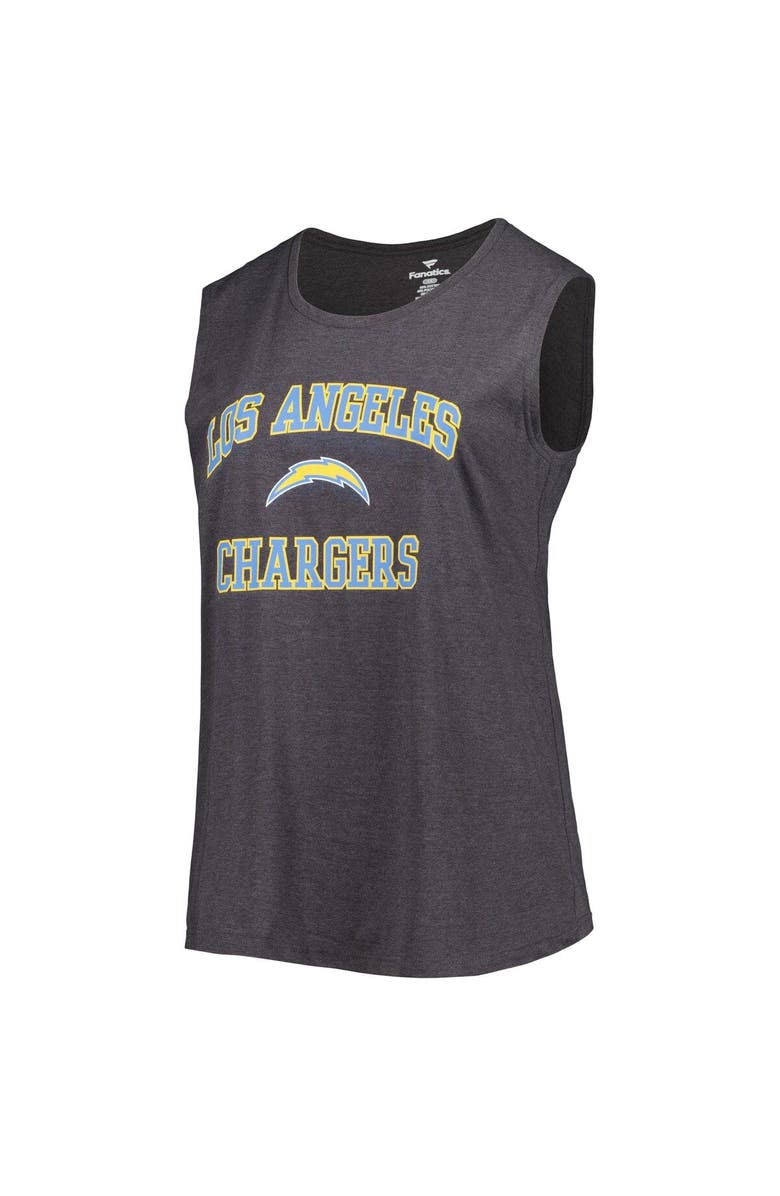 FANATICS Women's Fanatics Branded Heather Charcoal Los Angeles Chargers Plus Size Tank Top, Alternate, color, Heather Charcoal