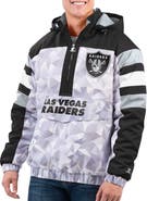 STARTER Men's Starter White/Black Las Vegas Raiders Thursday Night Gridiron Raglan Half-Zip Hooded Jacket