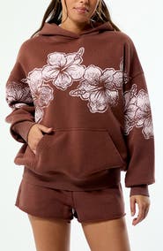 PacSun Hibiscus Print Cotton Blend Hoodie
