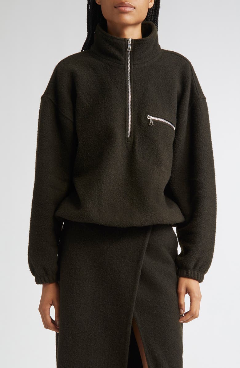 RIER Wool Fleece Half Zip Sweatshirt, Main, color, Tourbe Fleece