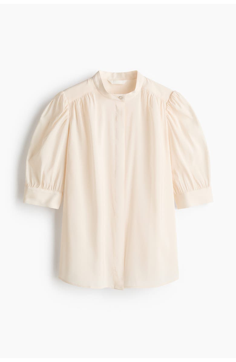H&M Puff-sleeved Blouse, Main, color, Light Beige