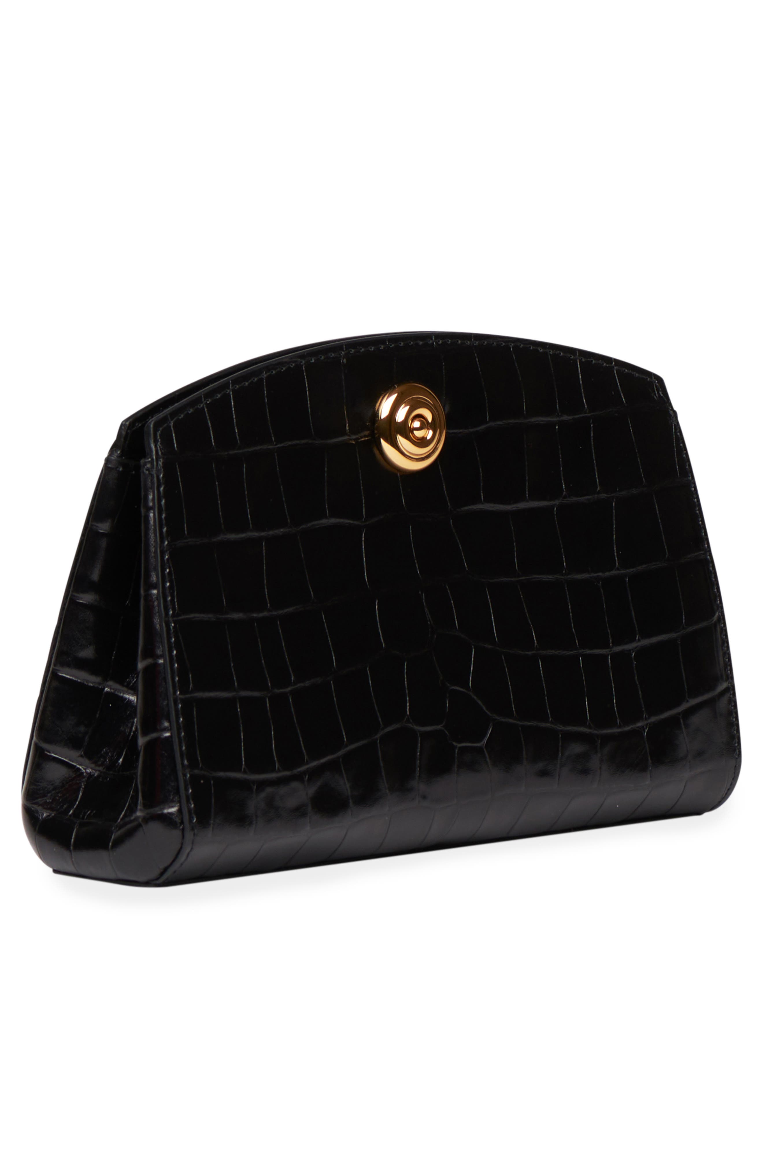 LIFFNER Pushlock Leather Clutch, Alternate, color, Black
