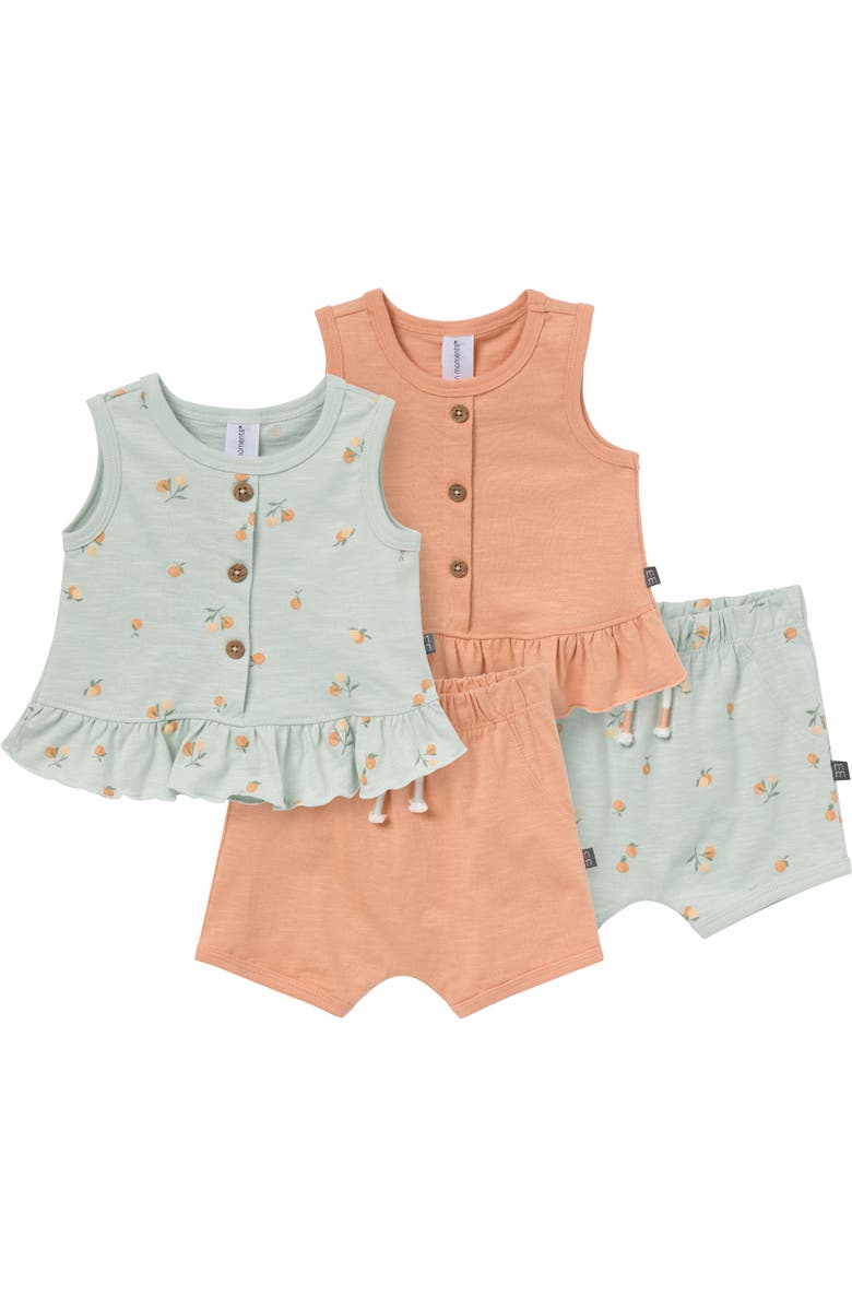 Modern Moments<sup>™</sup> by Gerber Sleeveless Peplum Tops and Shorts Set, Main, color, Lt Sky Oranges/Tan