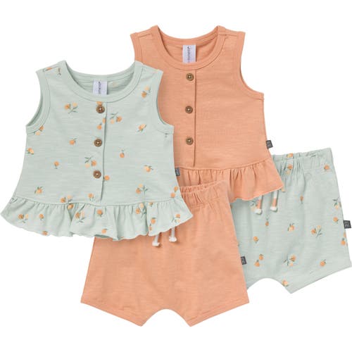 Shop Modern Moments™ By Gerber Sleeveless Peplum Tops And Shorts Set In Lt Sky Oranges/tan