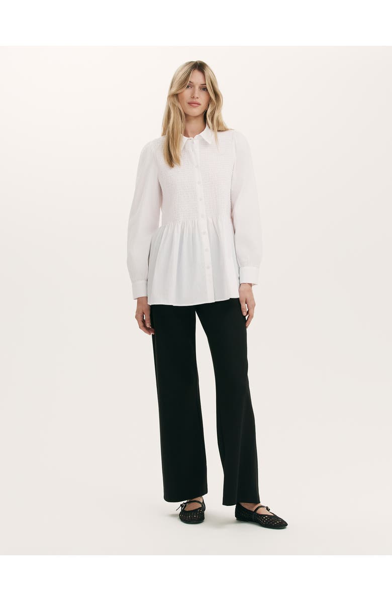 Finery London Melissa Shirred Cotton Shirt, Alternate, color, White