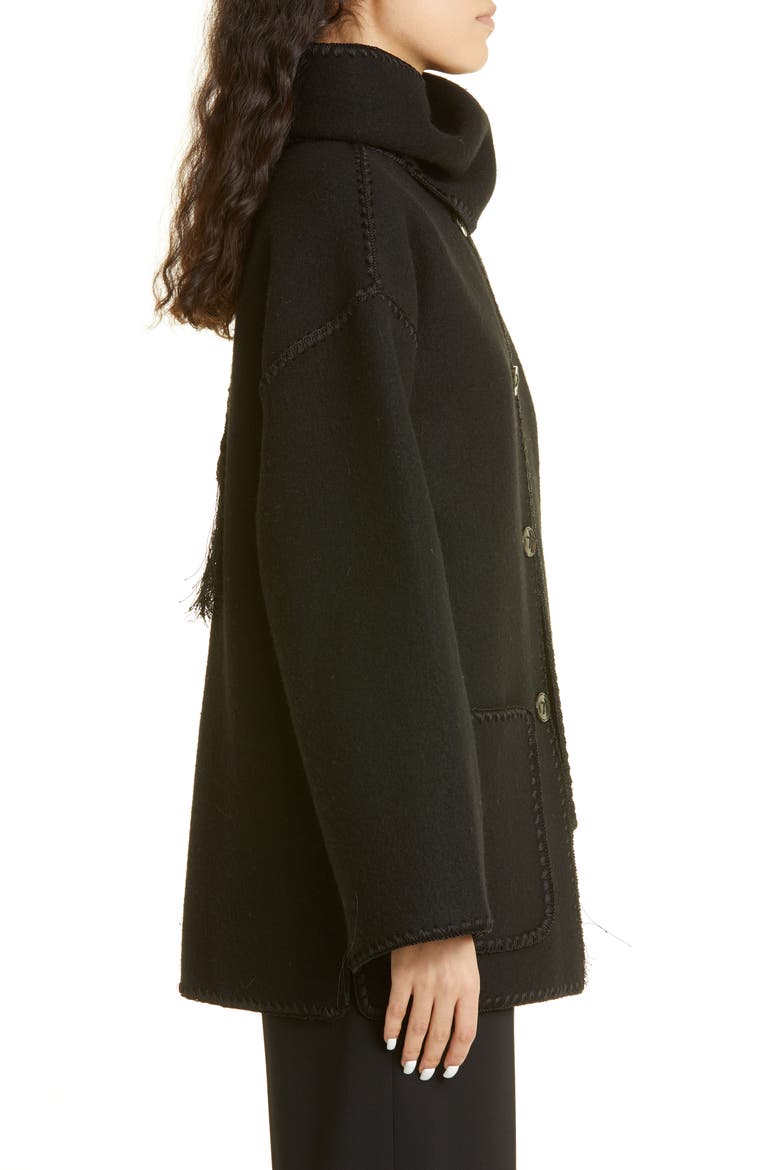 Totême Chain Stitch Wool Blend Scarf Jacket, Alternate, color, BLACK