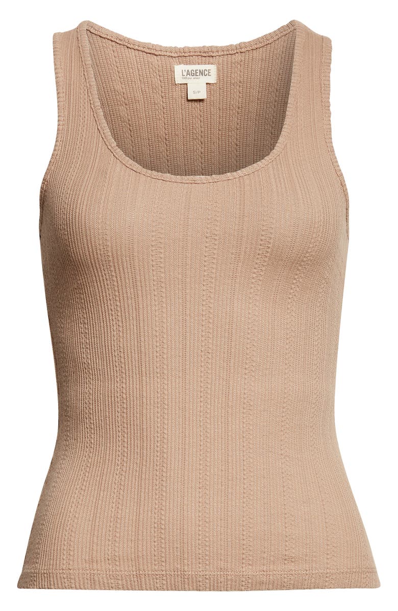 L'AGENCE Adria Scoop Neck Organic Cotton Tank, Alternate, color, Portabella