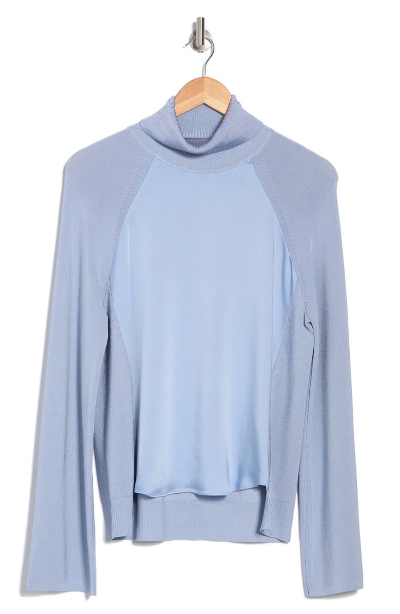 Simkhai Mateo Turtleneck Mixed Media Top, Alternate, color, Marina Blue