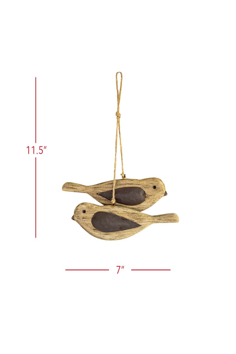 Carved Bird with Pillowed Wings Decorative Accent Brown Wood Metal & Jute, Alternate, color, Brown