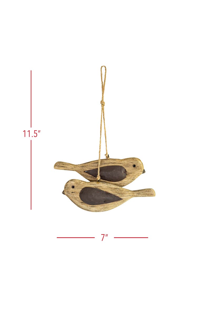 Foreside Home and Garden Carved Bird with Pillowed Wings Decorative Accent Brown Wood Metal & Jute, Alternate, color, Brown