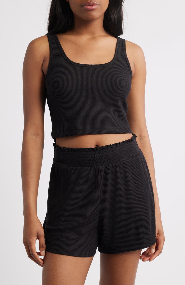 Open Edit Comfy Thermal Shortie Pajamas, Alternate, color, Black