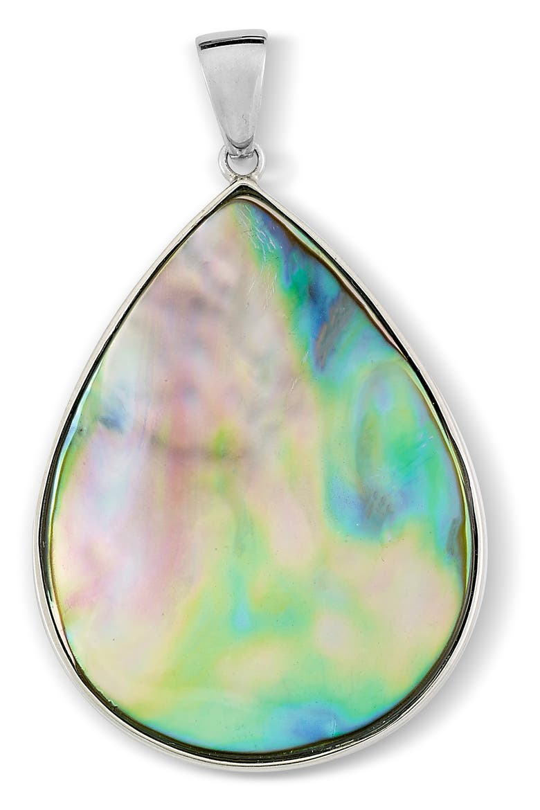Sterling Silver Pear Abalone Pendant, Main, color, BLUE/ GREEN