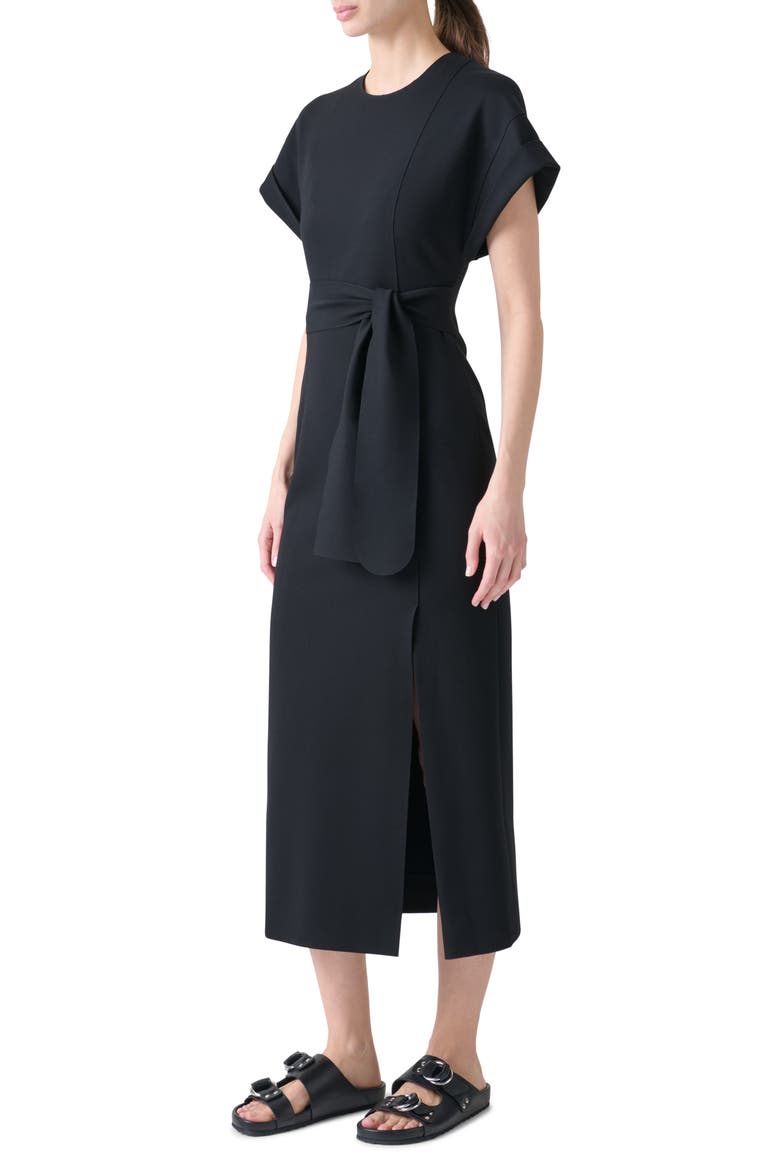 Dot Cutout Back Dolman Sleeve Midi Dress, Alternate, color, BLACK
