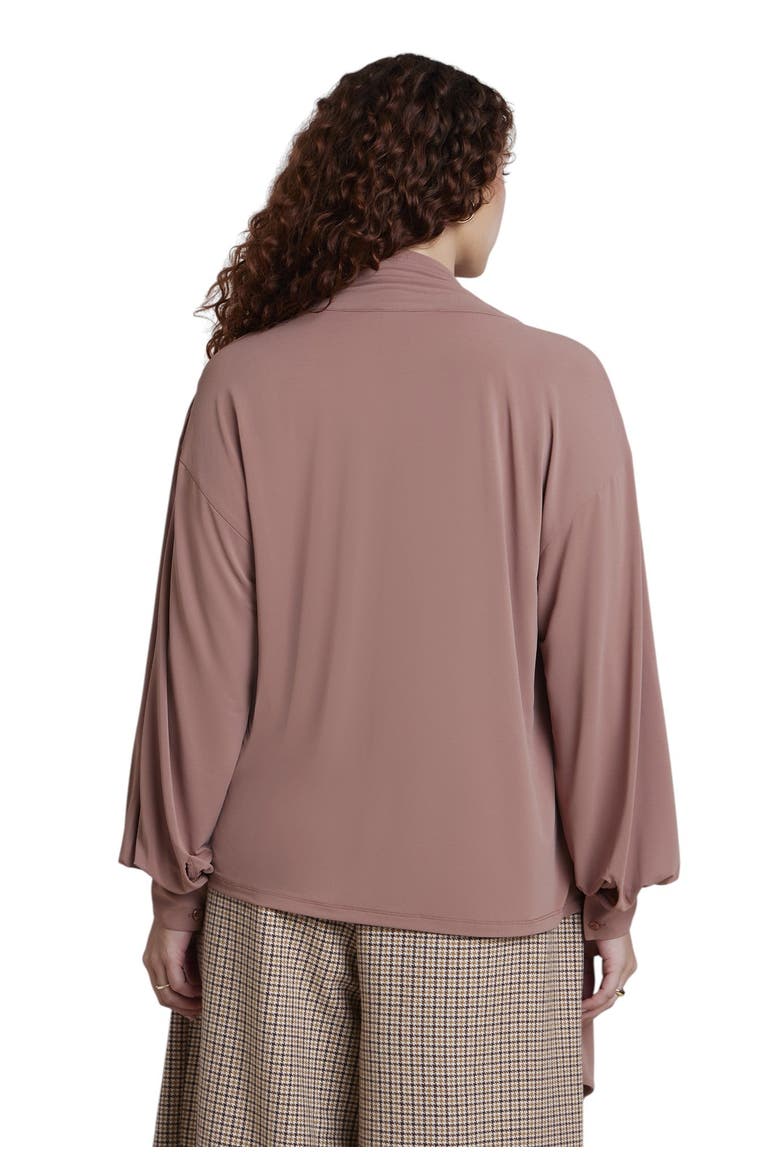Plunging Scarf Neck Top (plus), Alternate, color, BURLWOOD