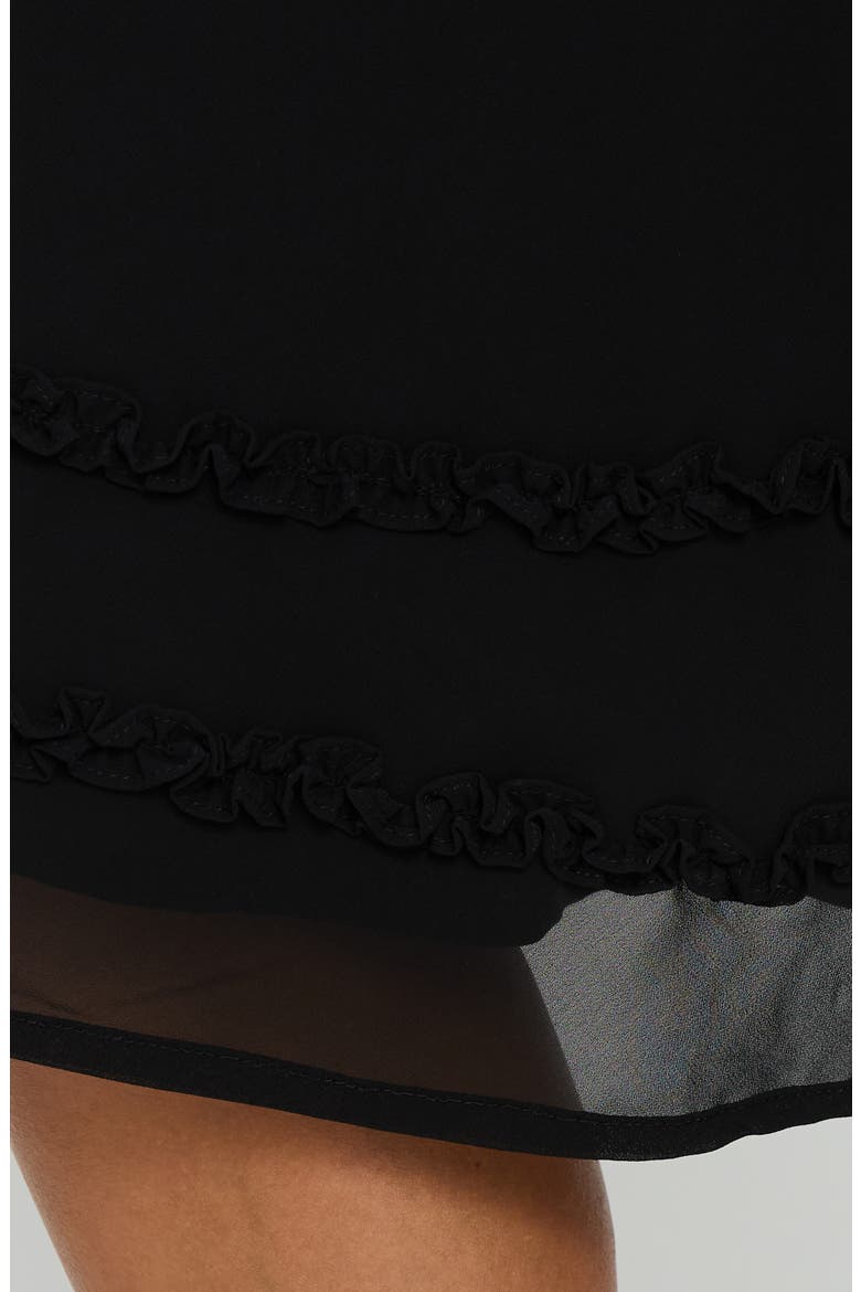 Clarabella Frill Midi Skirt, Alternate, color, BLACK